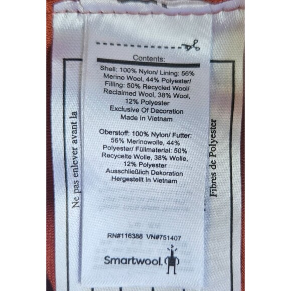 SMARTWOOL Jiberish Jacket Mens Medium Black Quilted Full Zip Merino Wool Blend - Picture 8 of 8